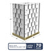 Stack of 70 Cases of 1VSEIN Light Indigo Nitrile 3 Mil Exam Gloves on a Pallet with Pallet Dimensions and Specs