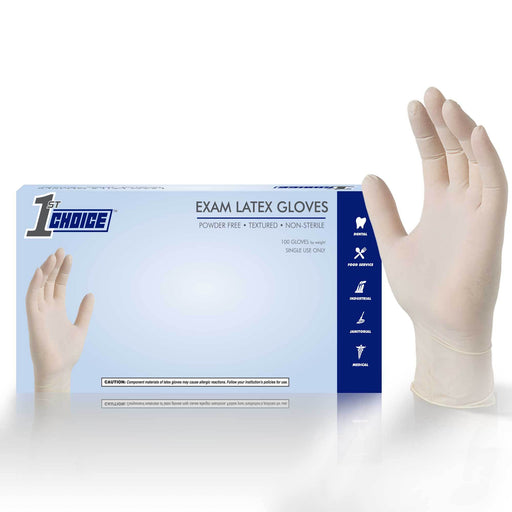 1st Choice 4 Mil Ivory Exam Latex Disposable Gloves (Box of 100)