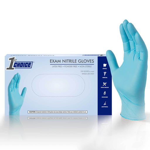 1st Choice 3 Mil Blue Exam Nitrile Disposable Gloves (Box of 100)