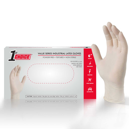1st Choice 3.5 Mil Ivory Industrial Latex Disposable Gloves (Box of 100)