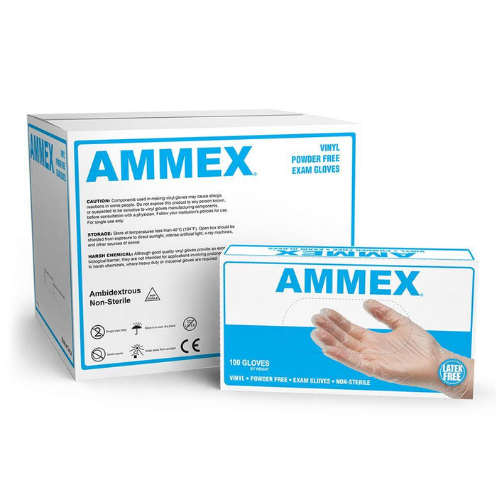 AMMEX VPF - Medical Clear Vinyl Disposable Gloves, 4 mil, Latex Free, Powder Free