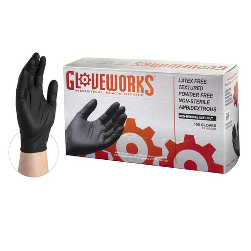 AMMEX Gloveworks Black Nitrile Powder Free Industrial Gloves - Zoomget