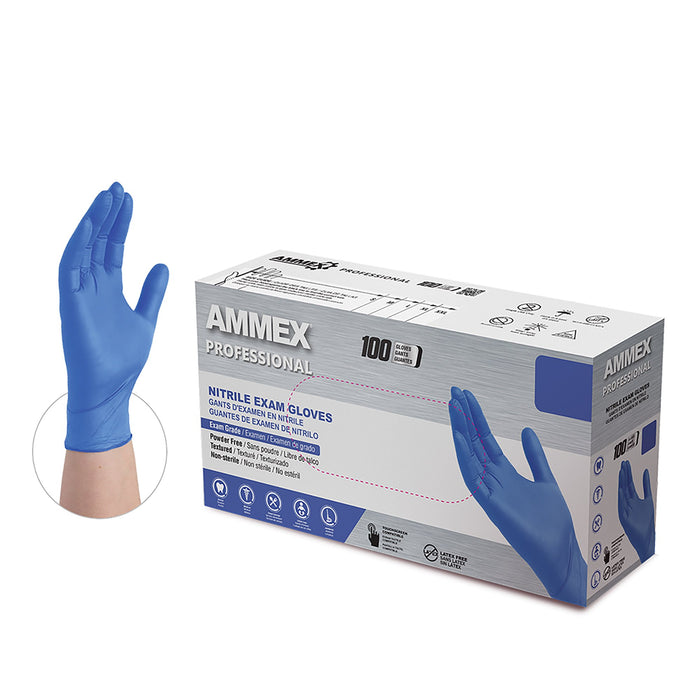 AMMEX Professional Chemo-Rated 3 mil Blue Nitrile Disposable Exam Gloves - ACNPF