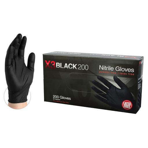 AMMEX X3 Black Nitrile Powder Free Industrial Gloves - Zoomget