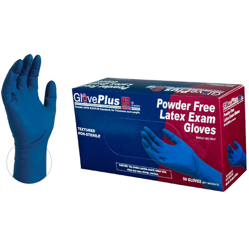 GlovePlus Blue Latex Exam Powder Free Disposable Gloves | GPLHD box - Zoomget