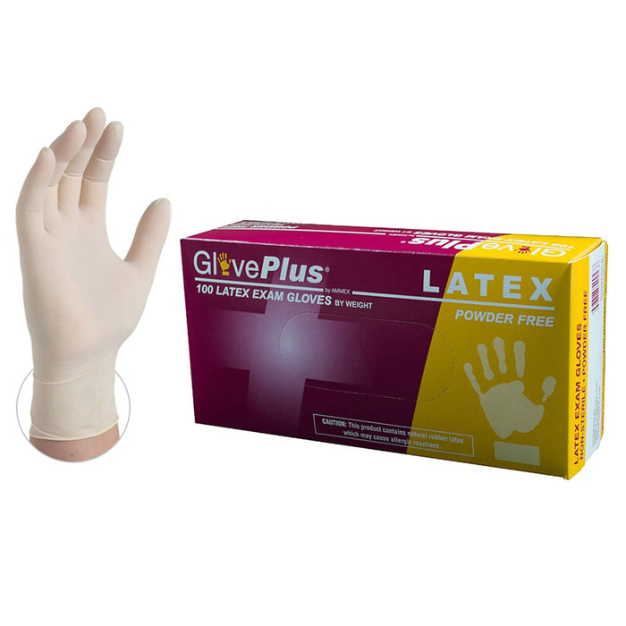GlovePlus Ivory Latex Exam Powder Free Disposable Gloves | GPPFT box - Zoomget