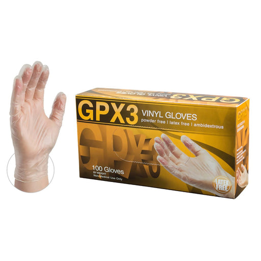 AMMEX GPX3 Clear Vinyl Powder Free Industrial Gloves | GPX3 box - Zoomget