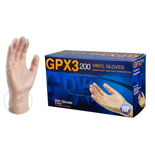 GPX3D 200 Clear Vinyl Industrial Disposable Gloves | GPX3D box Zoomget