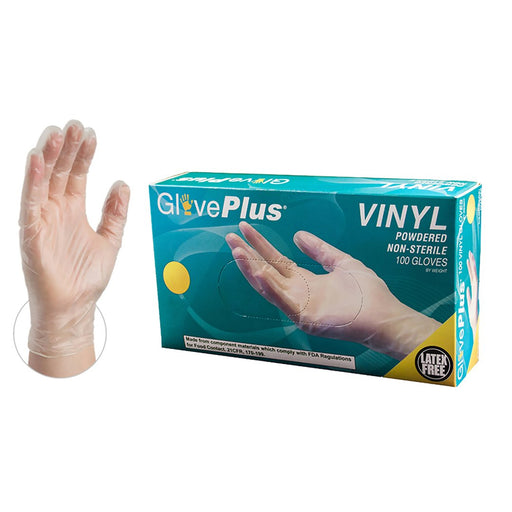 AMMEX GlovePlus Clear Vinyl Powdered Industrial Gloves | IV box - Zoomget