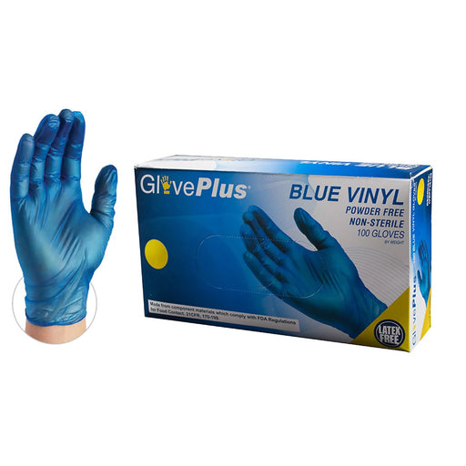 AMMEX GlovePlus Blue Vinyl Powder Free Industrial Gloves | IVBPF box - Zoomget
