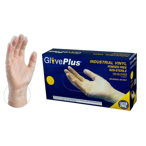 Gloveplus Clear Vinyl Industrial Disposable Gloves | IVPF box - Zoomget