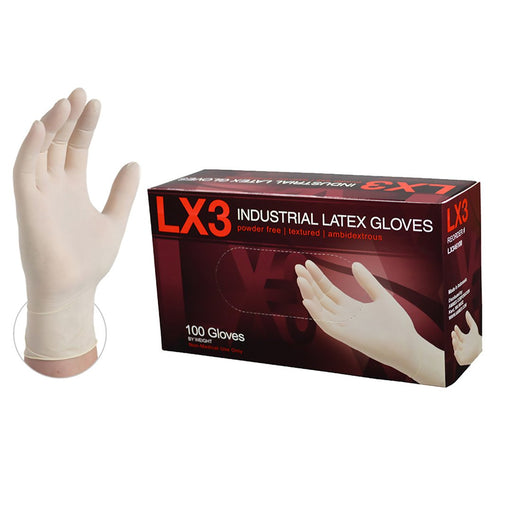 Ammex LX3 Ivory Latex Industrial Disposable Gloves | LX3 box - Zoomget