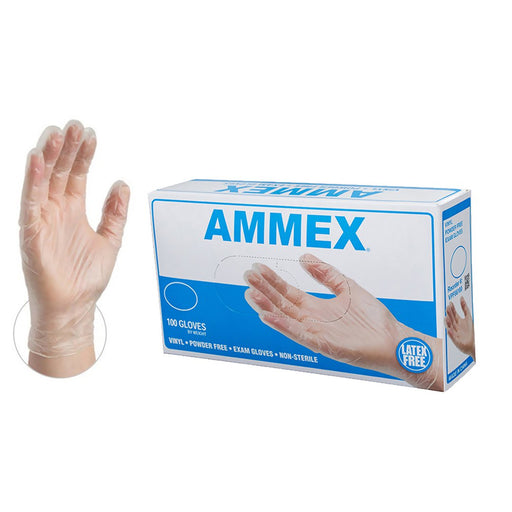 AMMEX Clear Vinyl Exam Latex Free Disposable Gloves | VPF box - Zoomget