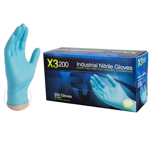 AMMEX X3D Blue Nitrile Industrial Latex Free Disposable Gloves | X3D box -Zoomget